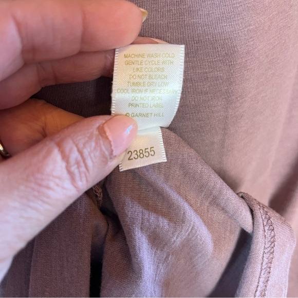 GARNET HILL Women's Cotton Modal Slubbed Knit Knee Length Dress Mauve Pink Med - Picture 8 of 8